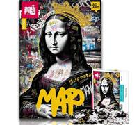 Mona Lisa Is Funny Jigsaw Puzzles 1000 Pieces for Adults Teens,Toys Educational Games Stress Relieving Wishlist with Santa Claus (75x50cm)