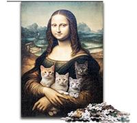 Mona Lisa Kitten Jigsaw Puzzles for Adults 1000 Jigsaws, Stress Reliever Staycation Kill Time with Matching Poster And Trivia Sheet (50x75cm)
