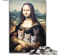 Mona Lisa Kitten Jigsaw Puzzles for Adults 1000 Piece Puzzle, Toy Intellectual Game Artists Collection, Fine Art (size 26x38cm)