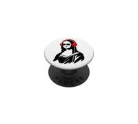 Mona Lisa listening to musis funny cool art and music lover PopSockets Adhesive PopGrip