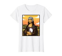 Mona Lisa Loves Rugby! Funny Rugby Fan Value Graphic T-Shirt, Women, White, S