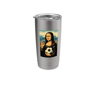 Mona Lisa Loves Soccer Comic Stainless Steel Insulated Tumbler