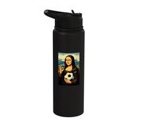 Mona Lisa Loves Soccer Comic Stainless Steel Insulated Water Bottle