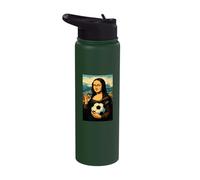 Mona Lisa Loves Soccer Comic Stainless Steel Insulated Water Bottle