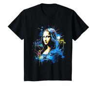 Mona Lisa Motif Illustration Art Mona Lisa T-Shirt, Youth, Black, Small