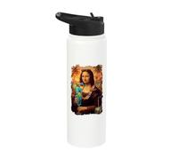 Mona Lisa on Hawaii Vacation Cocktail Trip Summer Hawaiian Stainless Steel Insulated Water Bottle