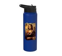 Mona Lisa on Hawaii Vacation Cocktail Trip Summer Hawaiian Stainless Steel Insulated Water Bottle