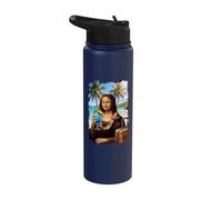 Mona Lisa on Hawaii Vacation Cocktail Trip Summer Hawaiian Stainless Steel Insulated Water Bottle