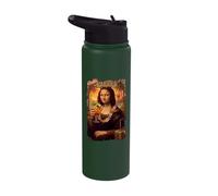 Mona Lisa on Hawaii Vacation Cocktail Trip Summer Hawaiian Stainless Steel Insulated Water Bottle