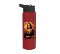 Mona Lisa on Hawaii Vacation with Beer Trip Summer Hawaiian Stainless Steel Insulated Water Bottle
