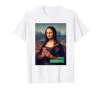 Mona Lisa Parody Art Funny Value Graphic T-Shirt, Men, White, L