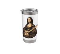 Mona Lisa Playing Electric Guitar Retro Rock Misic Superstar Stainless Steel Insulated Tumbler