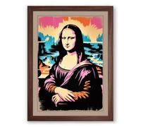 Mona Lisa Pop Art Framed Wall Art Print A2 (59.4×42cm) Walnut, Wall Decor for Living Room, Bedroom, Office & Home, Ready to Hang, Art Gift