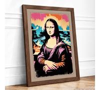 Mona Lisa Pop Art Framed Wall Art Print A3 Walnut