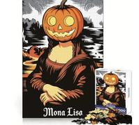 Mona Lisa Pumpkin Head Halloween Art 1000 Piece Jigsaw Puzzles for Adults Mind Workout Pastime Game Home Fun Santa Present (38x26cm)
