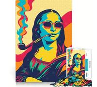 Mona Lisa Retro Poster Art Jigsaws 1000 Pieces for Adults Brain Exercise Snug Edge Real Challenge Art Display (50x75cm)