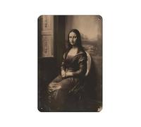 Mona Lisa Sitting on Toilet Retro Poster Metal Tin Sign Chic Art Retro Iron Painting Bar People Cave Cafe Family Garage Poster Wall Decoration 8x12inch(20x30cm)