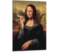 Mona Lisa Smoking A Joint Poster Print Funny Wall Art Decor Mona Lisa Canvas Print Pictures Modern Home Decor Painting Artwork for Living Room Bedroom Unframed,50x70cm