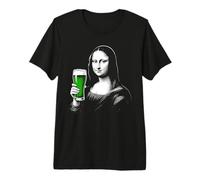 Mona Lisa St Patty's Shamrock Beer Funny St Patrick's Day Premium T-Shirt