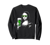 Mona Lisa St Patty's Shamrock Beer Funny St Patrick's Day Sweatshirt