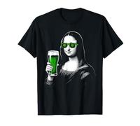 Mona Lisa St Patty's Shamrock Beer Funny St Patrick's Day T-Shirt