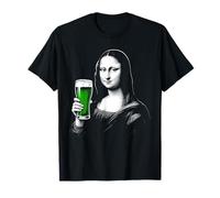 Mona Lisa St Patty's Shamrock Beer Funny St Patrick's Day T-Shirt