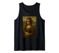 Mona Lisa Street Style Rap Art Boombox Sunglasses Chain Tank Top