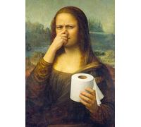 Mona Lisa Toilet Wall Picture DIN A4 - Elegant Art Parody for Bathroom & Guest Toilet - Matte Plate Direct Print Wall Picture on 2 mm Hard Foam Board (White) - Lightweight & Sturdy