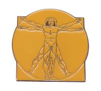 Mona Lisa & Vitruvian Man Enamel Brooch Leonardo Da Vinci Art Drawing Pen Painting, Normal, Non-precious metal