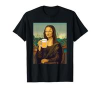 Mona Lisa with Beer Mug - Leonardo Da Vinci Alcohol Half T-Shirt