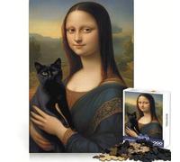 Mona Lisa with Cat 1000 Piece Puzzle For Teenagers Pastime Game Tight Connection Home Play Unique Gift (38x26cm)