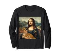 Mona Lisa with Cat Funny Classical Painting Art Long Sleeve T-Shirt