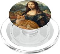 Mona Lisa with Cat Funny Classical Painting Art PopSockets PopGrip for MagSafe