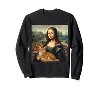 Mona Lisa with Cat Funny Classical Painting Art Sweatshirt