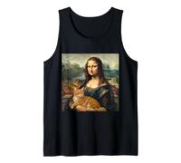 Mona Lisa with Cat Funny Classical Painting Art Tank Top