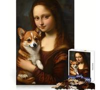 Mona Lisa with Corgi 1000 Piece Jigsaw Puzzle for Teenagers Decompress Tight Connection Fun Challenge Art Display (50x75cm)