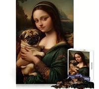 Mona Lisa with Pug Puzzles for Adults 1000 Puzzles Brain Power Nice Thick Fun Challenge Premium Gift (38x26cm)