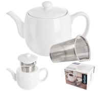 Mona Porcelain Teapot Tea Maker with Lid and Strainer White 700 ml