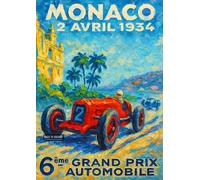 Monaco 1934 - Retro F1 Racing Poster A4 Wall Art Home Decor with Vintage Grand Prix Car Illustration for Classic Motorsport Enthusiasts