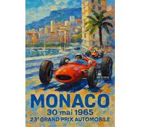 Monaco 1965 - Retro F1 Racing Poster A4 Wall Art Home Decor with Vintage Grand Prix Car Illustration for Classic Motorsport Enthusiasts
