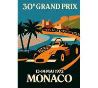 Monaco 1972 - Retro F1 Racing Poster A4 Wall Art Home Decor with Vintage Grand Prix Car Illustration for Classic Motorsport Enthusiasts