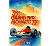 Monaco 1977 Grand Car Motor Classic - A4 Travel City Poster Wall Art Home Decor Art Print Featuring Iconic Landmarks and Global Destinations for Interiors Inspired by Culture and Exploration