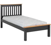 Seconique Monaco Single Grey and Oak Effect Low End Bed - Wilko