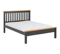 Seconique Monaco 5Ft Kingsize Bed Frame Low Foot End In Gey And Oak Effect