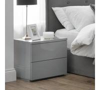 Monaco Bedside Cabinet - 2 Drawer - Grey High Gloss