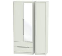 Monaco Cashmere 3 Door Tall Combi Wardrobe - 1 Mirror and LHF 2 Drawers