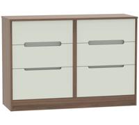 Monaco Cashmere and Carini Walnut 6 Drawer Midi Chest