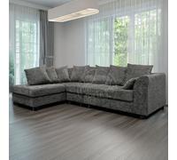 Monaco Chenille Fabric Large 5 Seater L Shaped Corner Sofa Left Hand Facing Furnishings For Less UK Grey One Size