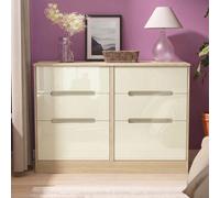 Monaco Chest - Midi - 6 Drawer - Cream Gloss and Light Oak