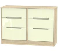 Monaco Chest - Midi - 6 Drawer - Cream Gloss and Oak